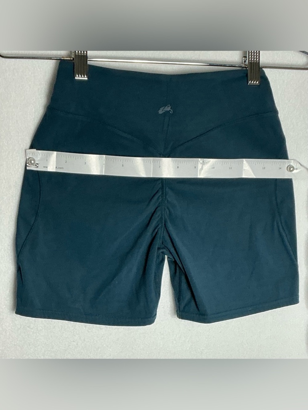 Alphalete#Alphalete High-Waisted Biker Shorts - Dark Teal/Slate - Size Medium - Picture 4 of 5
